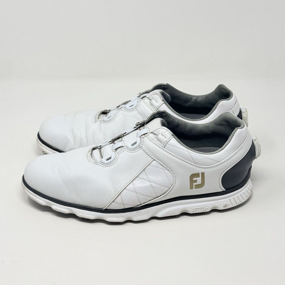 Footjoy Pro SL BOA Golf Shoes Mens 10 M White Black Leather Spikeless 53596 - Picture 4 of 16